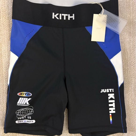 Kith Women's Bike Shorts - Black, Blue, and White - Picture 1 of 2